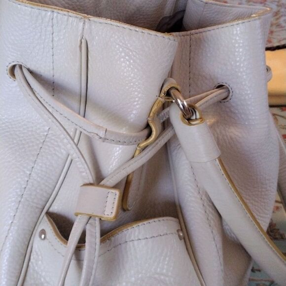 Cole Haan Leather Ivory White Drawstring Hobo Bag - Picture 4 of 16